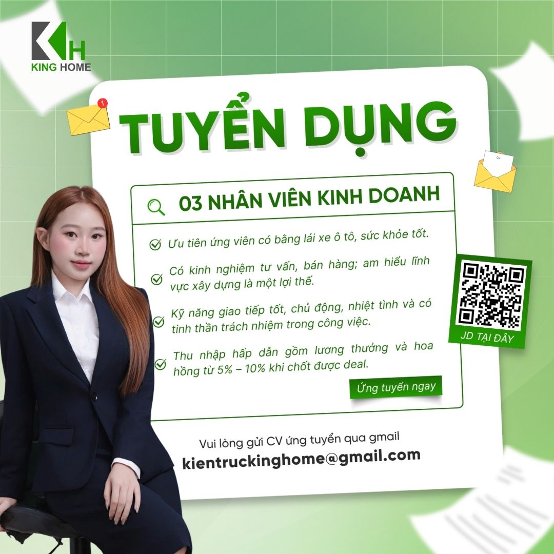 King Home là đơn vị hoạt động trong lĩnh vực thiết kế, thi công và xây nhà trọn gói với môi trường làm việc chuyên nghiệp