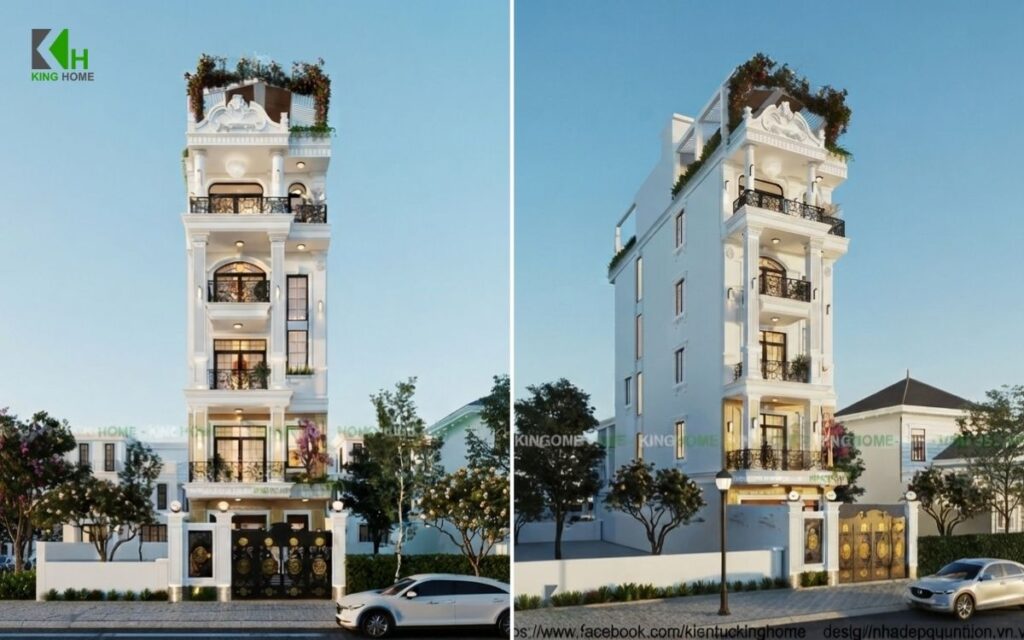 Mẫu biệt thự 5 tầng Tân cổ điển thể hiện gu thẩm mỹ đẳng cấp của gia chủ