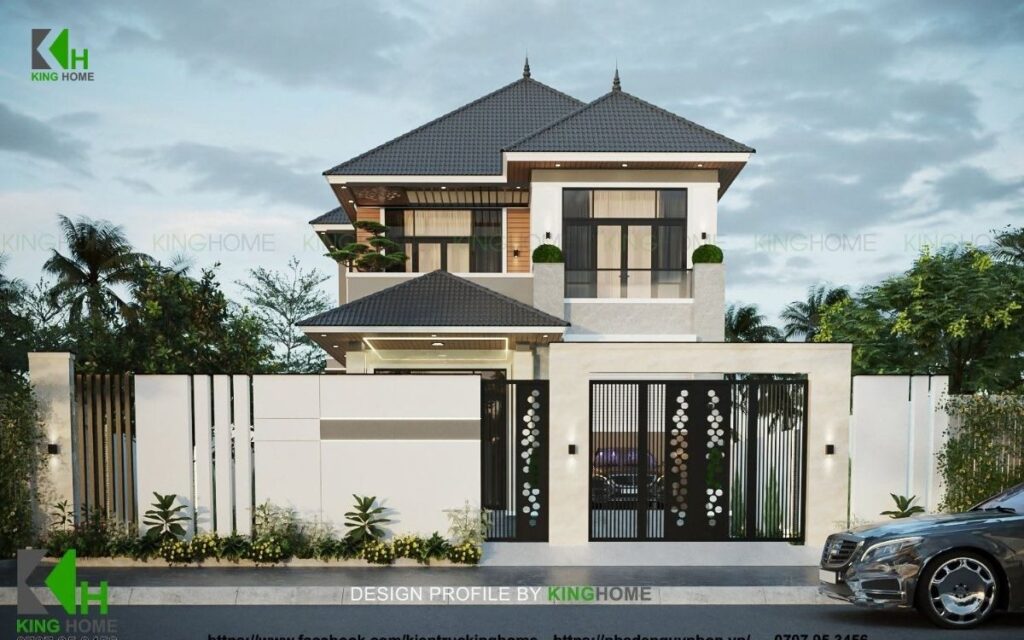 Mẫu nhà biệt thự 2 tầng mái Nhật nổi bật với kiến trúc tinh giản