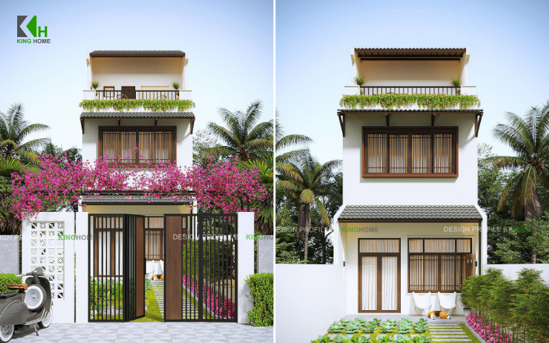 Ngoại thất nhà 3 tầng thu hút ánh nhìn bởi hệ mái dốc độc đáo – V’s House