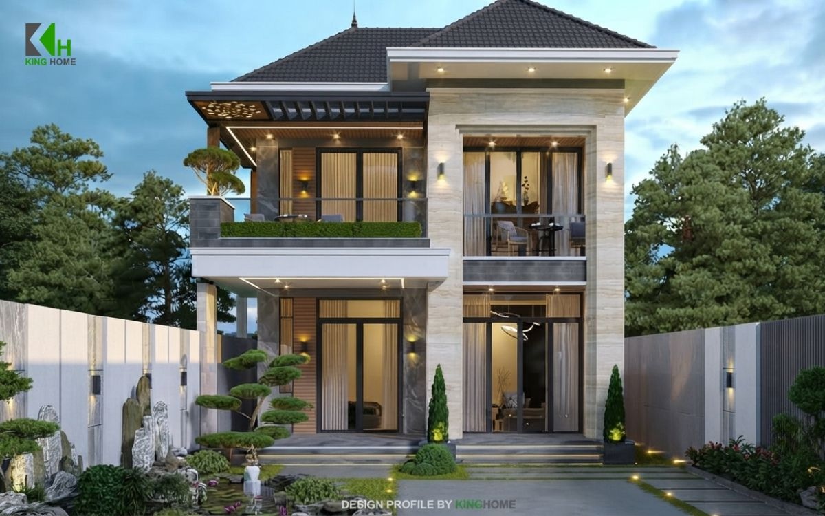 Vẻ đẹp vượt thời gian của biệt thự 2 tầng mái Nhật đầy ấn tượng