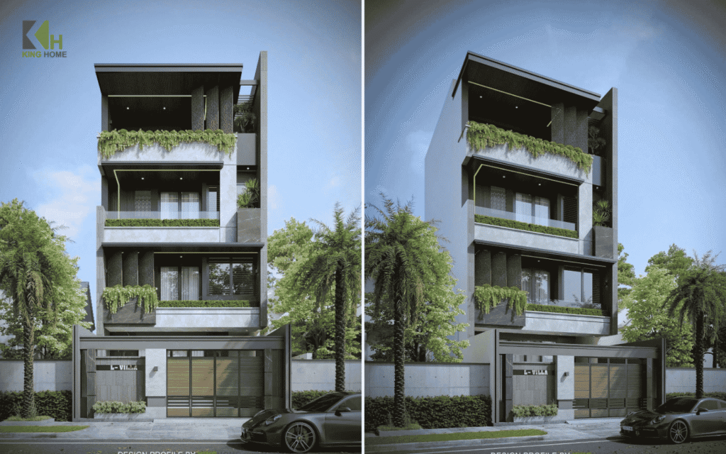 Không gian sống thời thượng từ mẫu villa 4 tầng mặt tiền 7m
