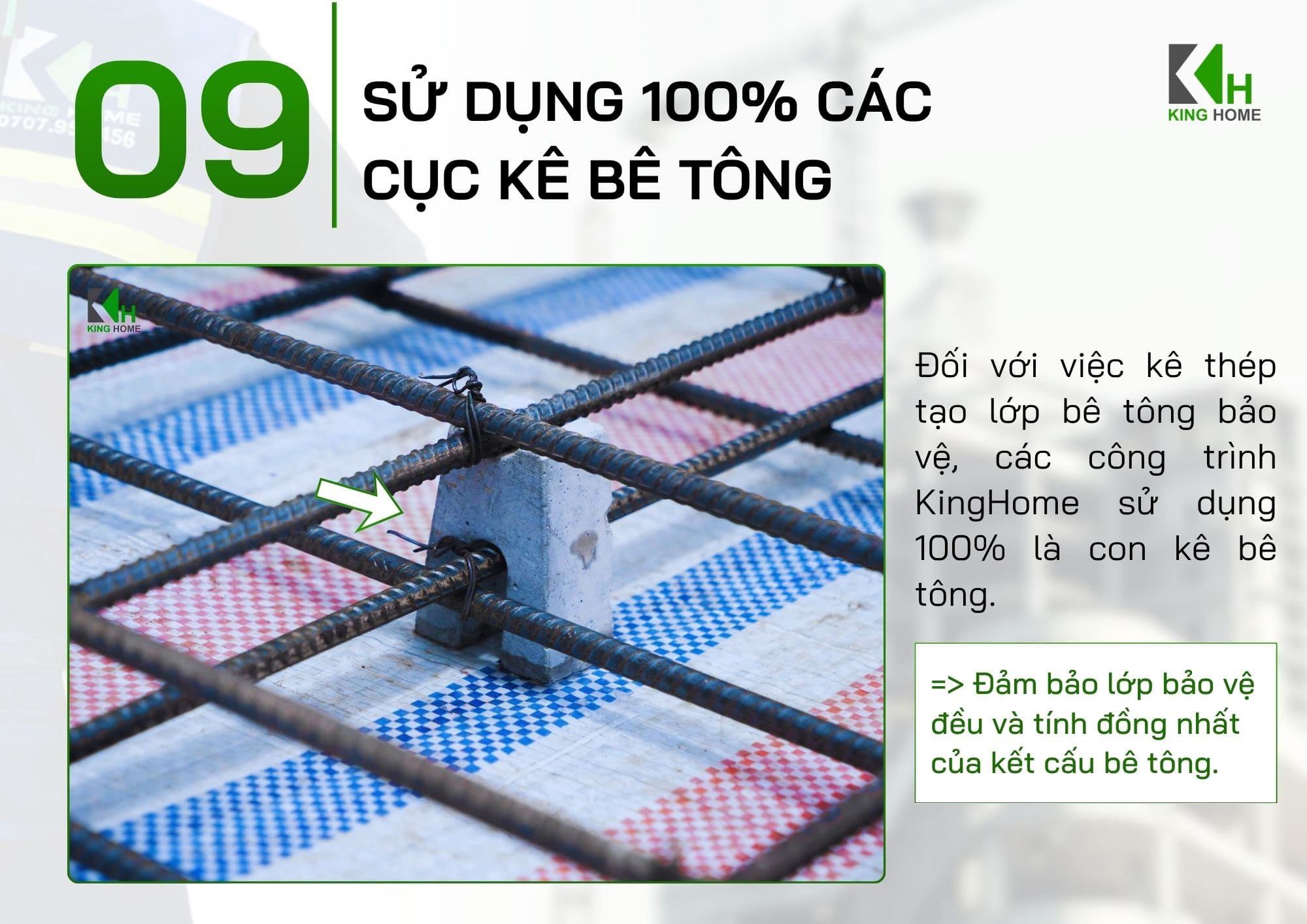 Sử dụng 100% con kê bê tông