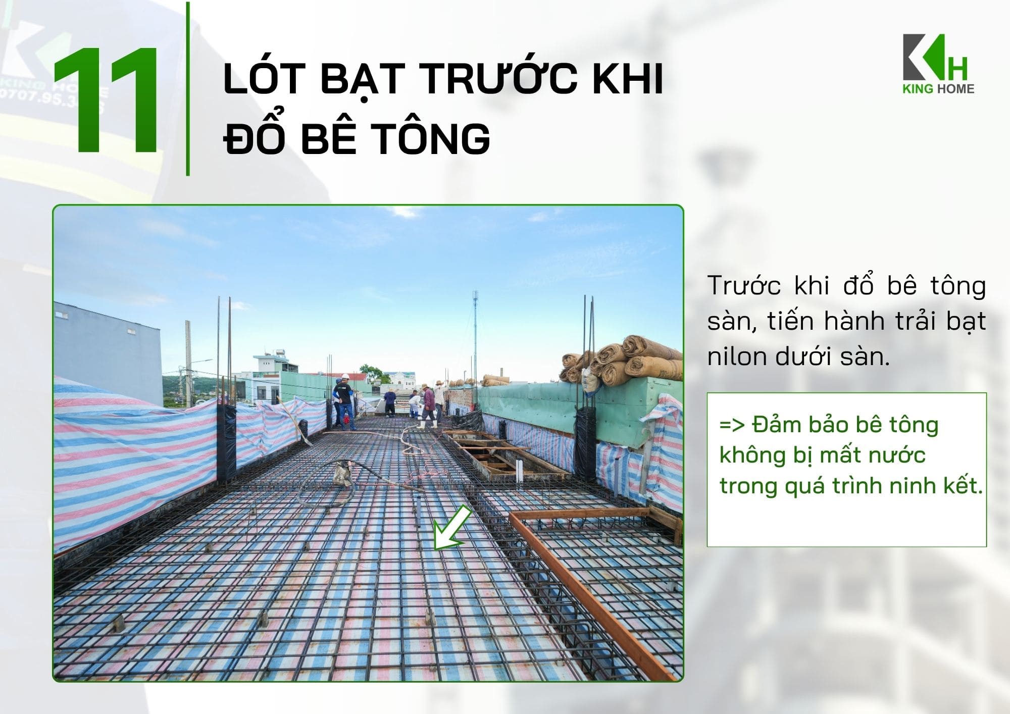 Lót bạt trước khi đổ bê tông