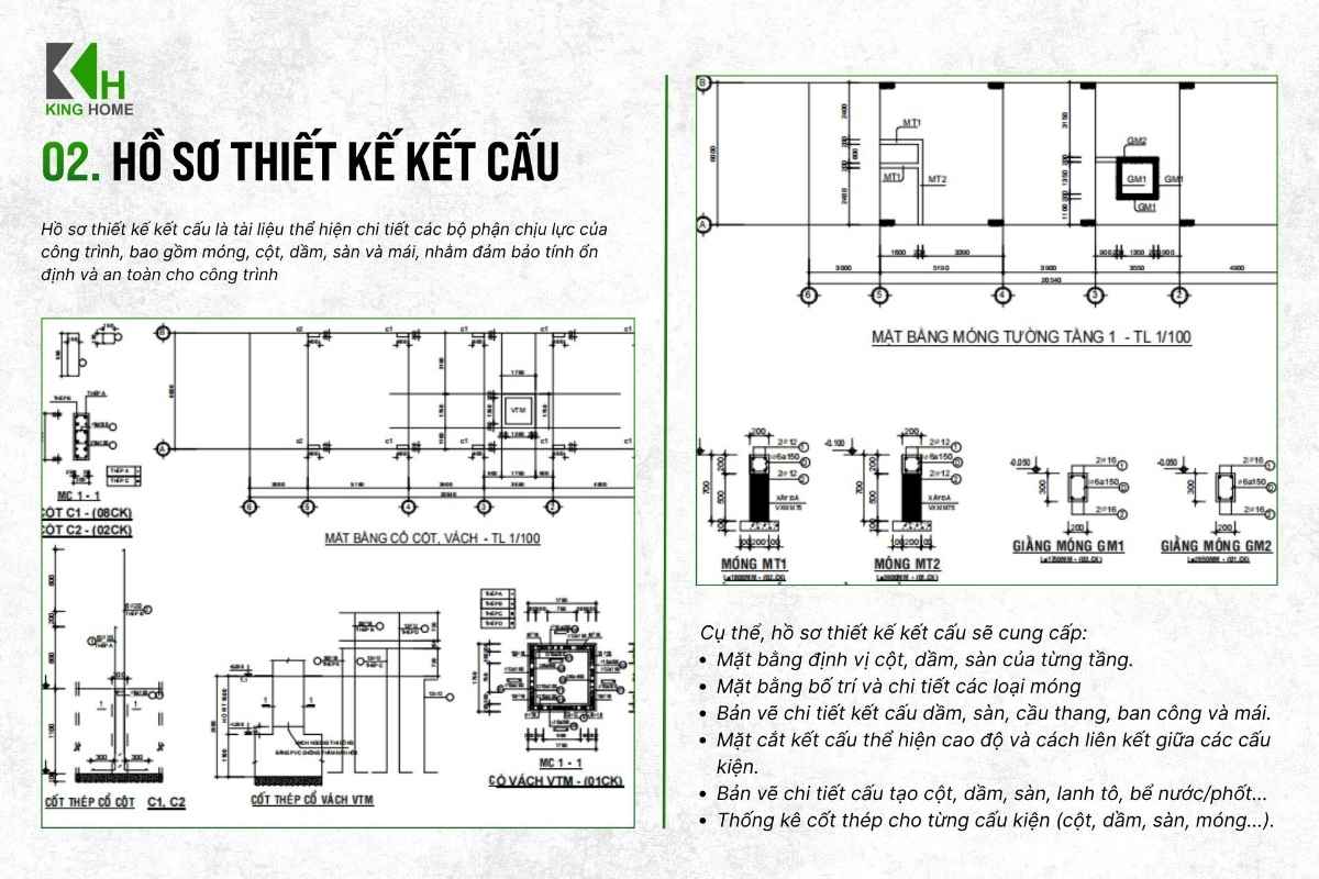 Hồ sơ kết cấu là phần đảm bảo ngôi nhà đứng vững, an toàn và phù hợp nền đất, số tầng, tải trọng sử dụng