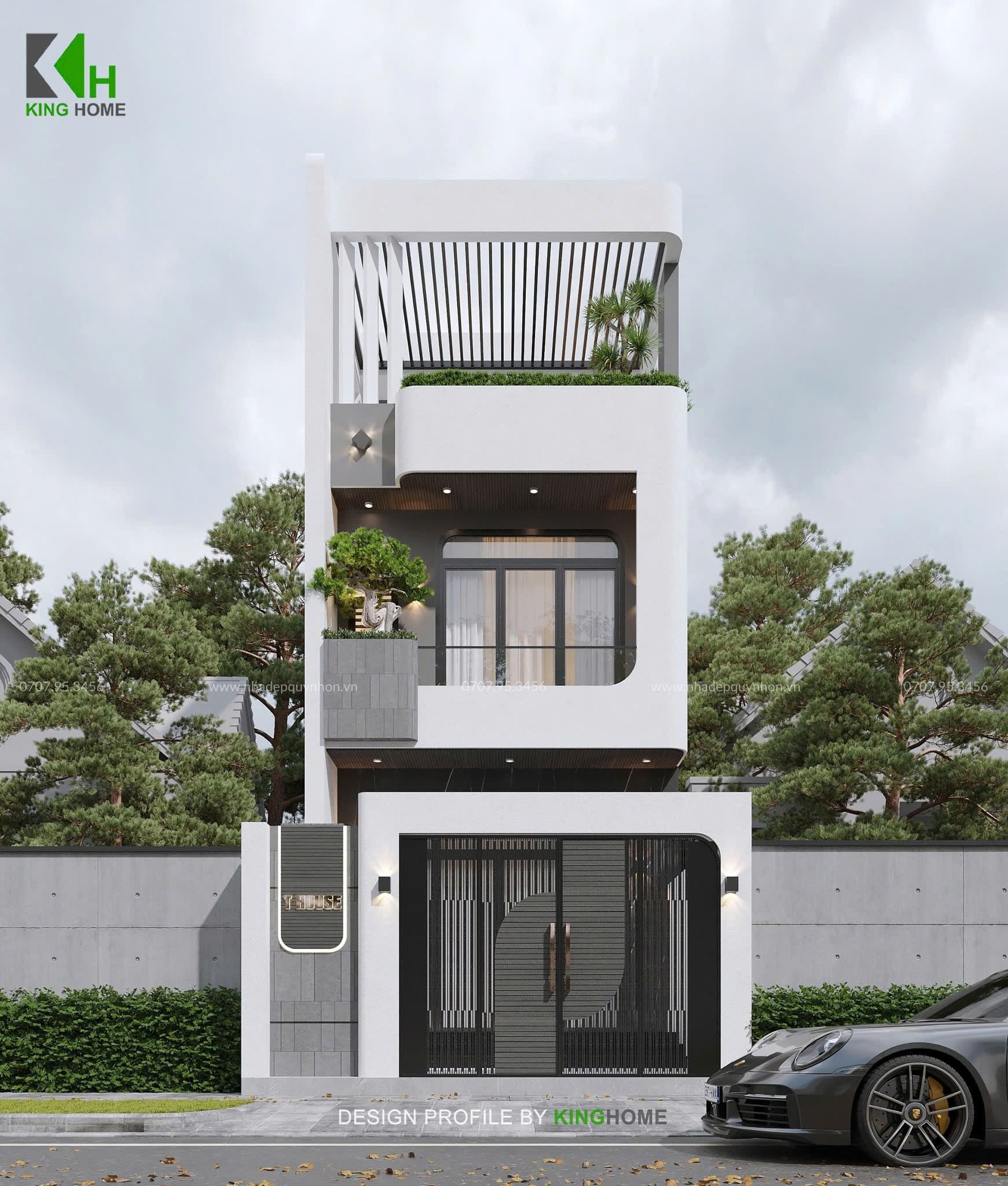 Hình khối nhà 3 tầng hiện đại gắn liền với lối kiến trúc tinh giản T's House