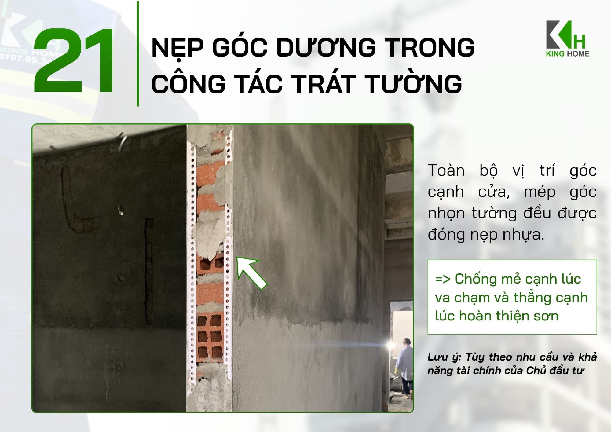 Nẹp góc dương trong công tác trát tường