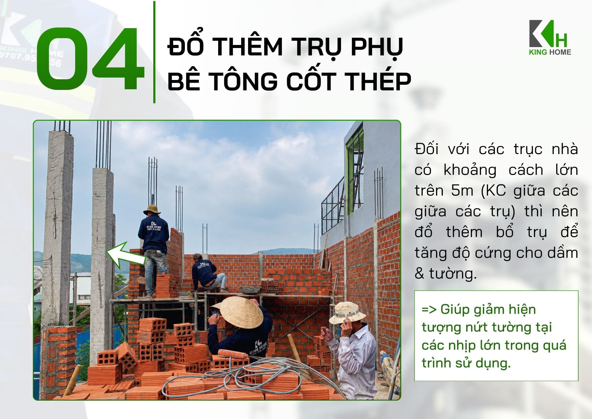 Đổ thêm trụ phụ bê tông cốt thép