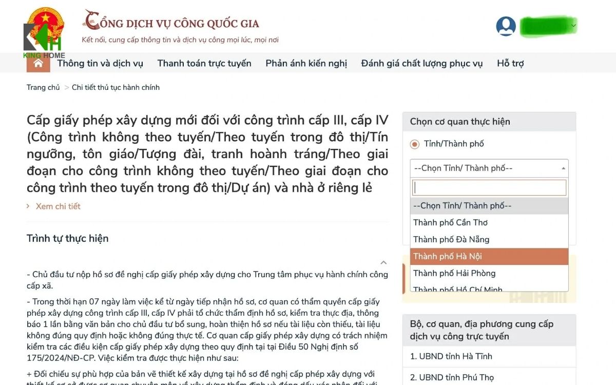 Nhập từ khóa: "Cấp Giấy phép xây dựng mới đối với công trình cấp III, cấp IV và nhà ở riêng lẻ" vào thanh tìm kiếm để tìm thủ tục hành chính.
