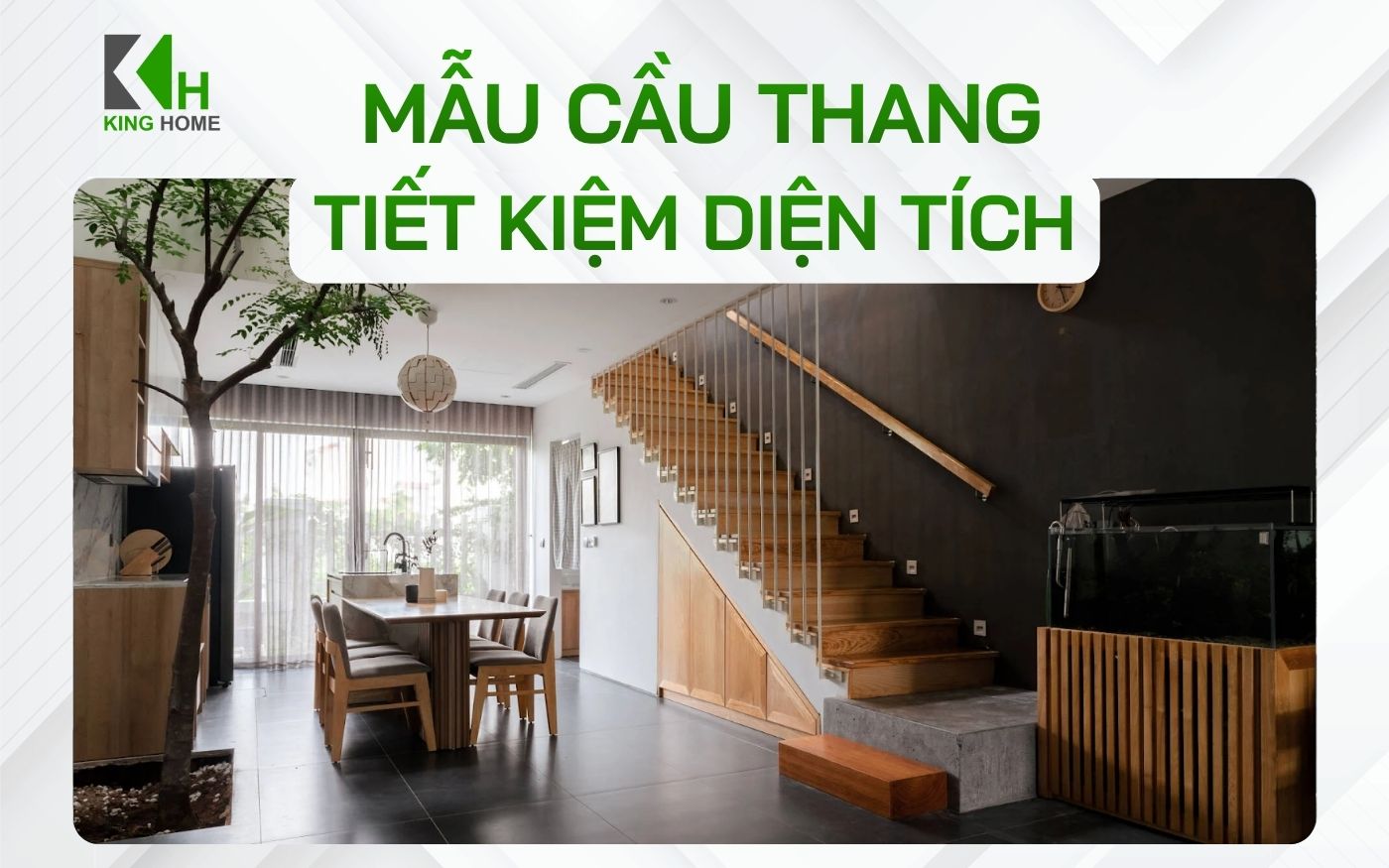 Mẫu cầu thang tiết kiệm diện tích cho nhà ống nhỏ hẹp nhưng thẩm mỹ 2026