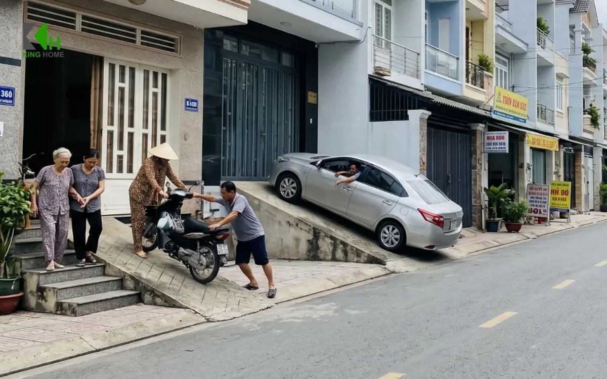 Nếu nền nhà xây quá cao, gia chủ nên khảo sát hiện trạng và lựa chọn giải pháp cải tạo phù hợp để đảm bảo an toàn, thuận tiện và không ảnh hưởng đến kết cấu công trình.