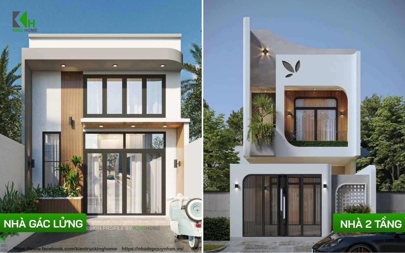 Sự khác biệt giữa nhà gác lửng với nhà 2 tầng