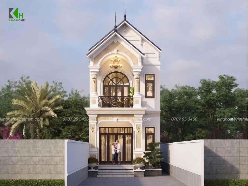 Nhà 2 tầng mái Thái thanh thoát với cách xử lý hình khối đầy tinh tế