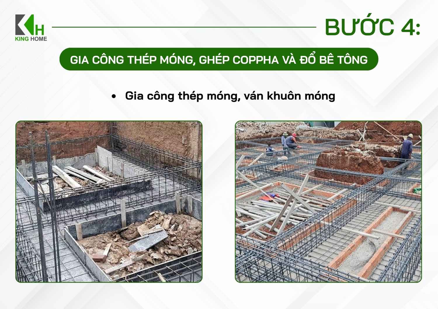 Gia công thép móng, ván khuôn móng