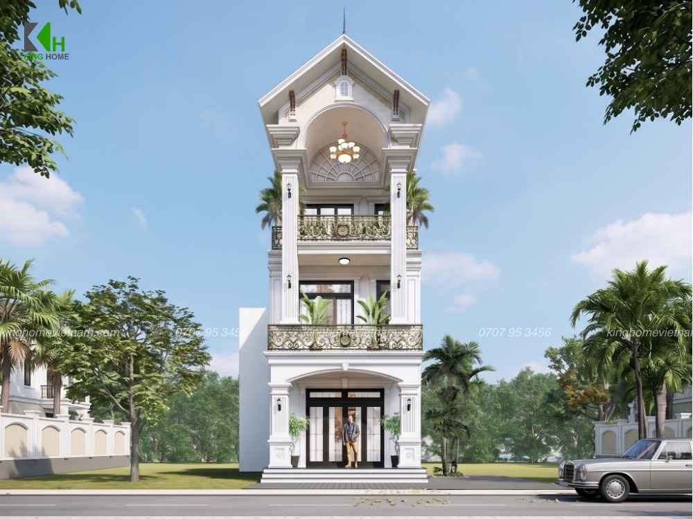 Nhà mái Thái 3 tầng nổi bật với hình khối bề thế, tối ưu không gian sống cho gia đình nhiều thế hệ