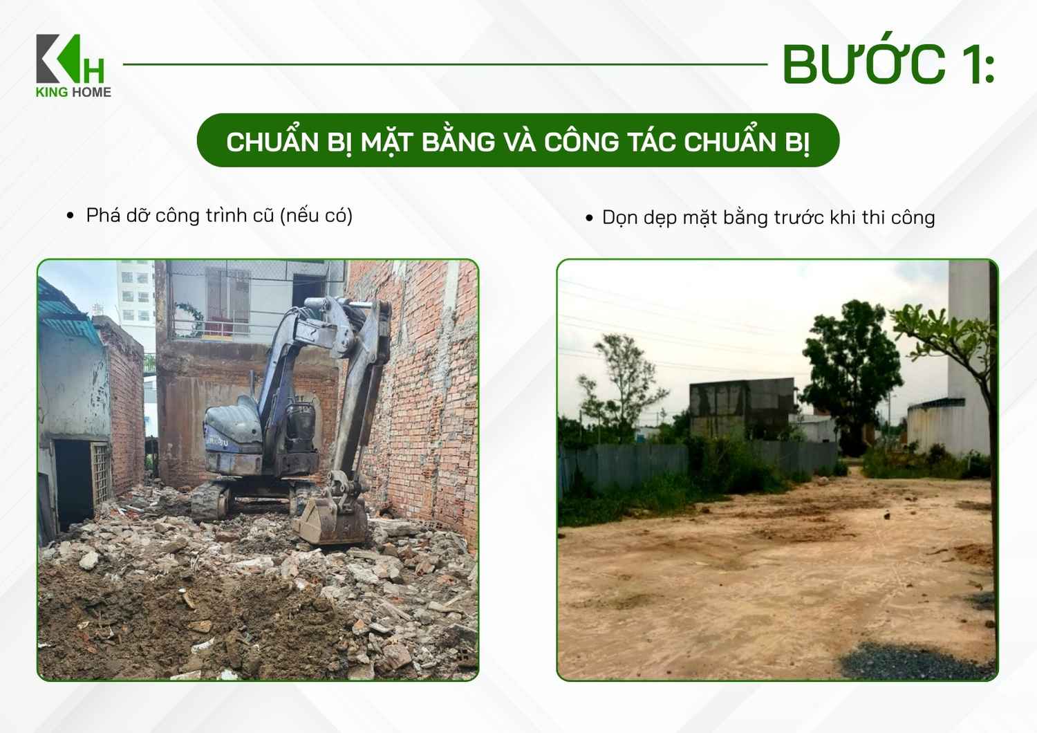 Chuẩn bị mặt bằng và các công tác ban đầu là bước đầu tiên, đồng thời đóng vai trò quan trọng trong quy trình thi công móng