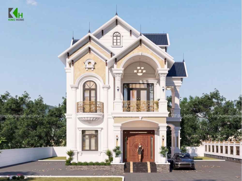 Nhà mái Thái 2 tầng được King Home thiết kế với vẻ đẹp bề thế và hiện đại