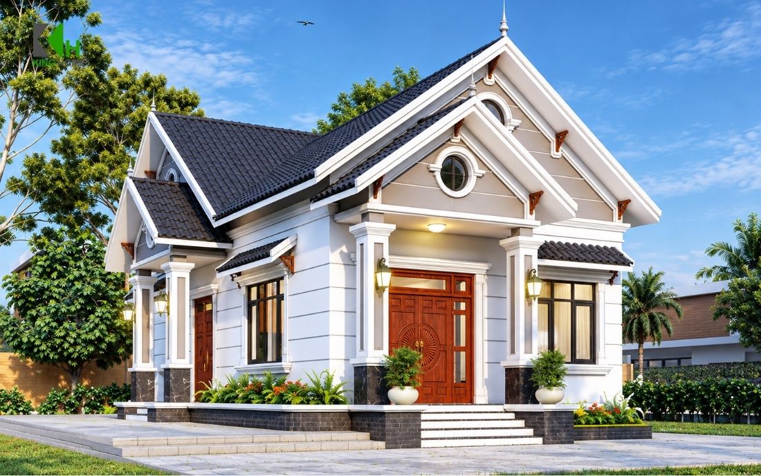 Điểm dễ nhận thấy nhất là hệ mái có độ dốc lớn, thường tạo thành những đường mái cao, thanh thoát và có khả năng thoát nước nhanh