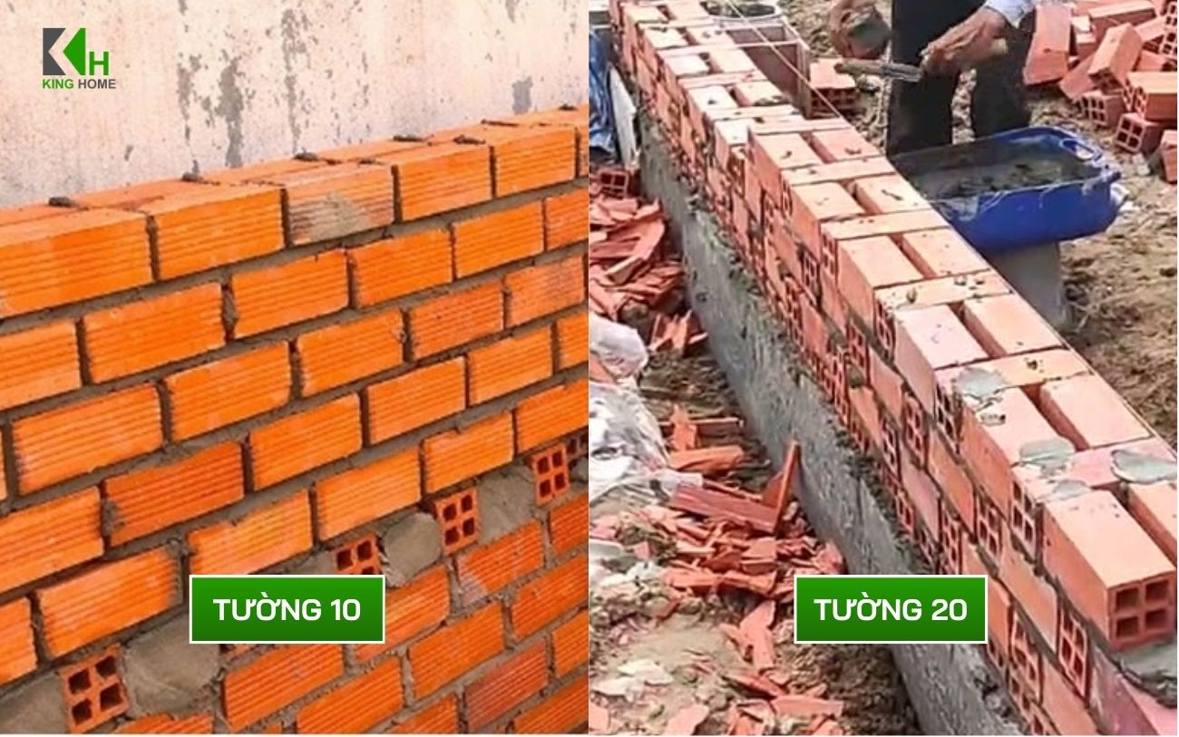 Tường 10 và tường 20 là cách gọi quy ước trong xây dựng để chỉ tường có bề dày danh nghĩa 