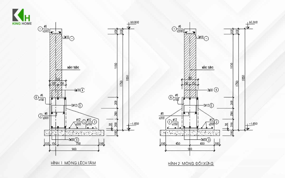 Với mỗi công trình, kích thước và cấu tạo từng bộ phận sẽ được tính toán riêng dựa trên tải trọng