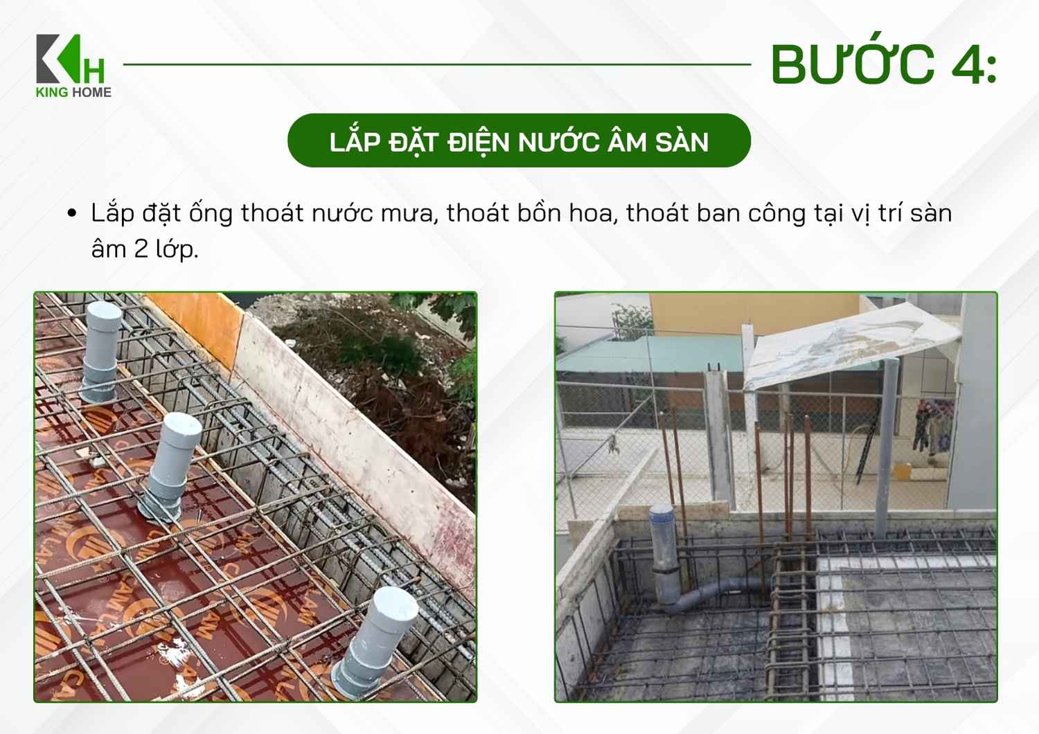 Xác định chính xác vị trí thoát nước mưa, thoát nước ban công, bồn hoa và các khu vực cần thoát nước khác.