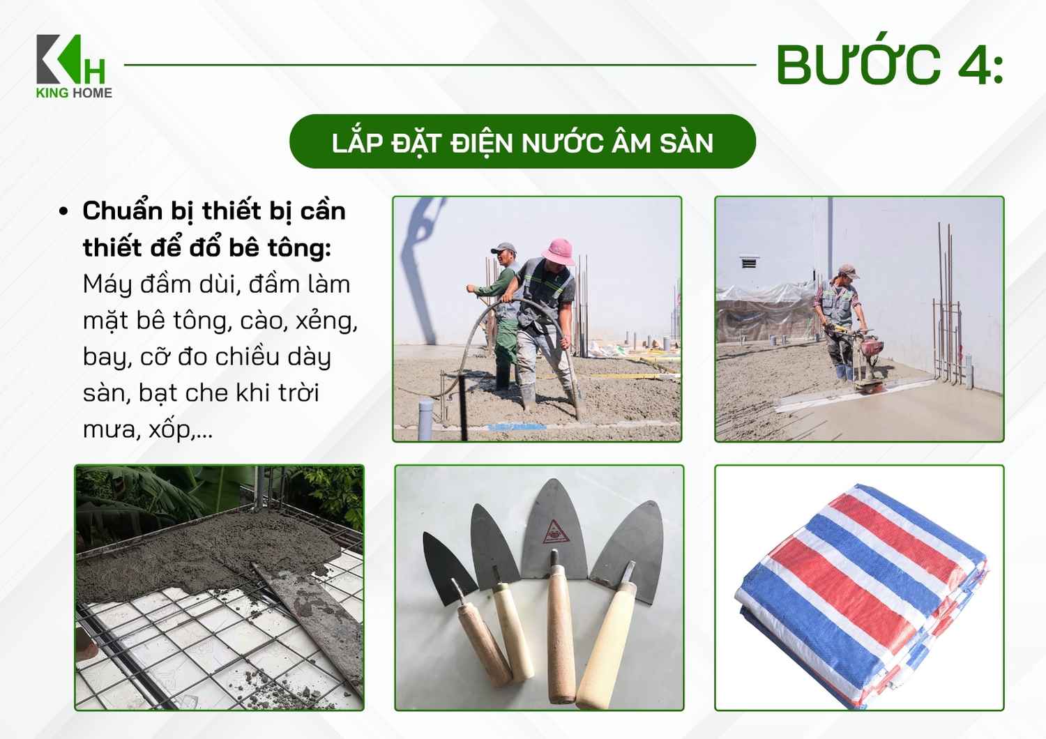 Chuẩn bị thiết bị đổ bê tông